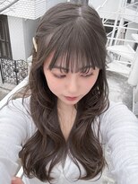 カシュカシュ 表参道(cache cache)&nbsp;ブリーチなしオリーブブラウンカラーシースルー前髪カット