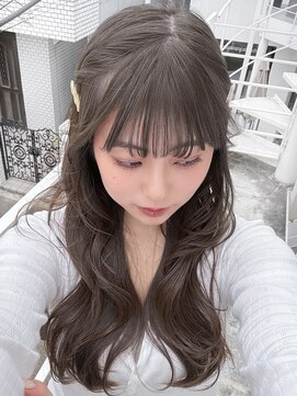 カシュカシュ 表参道(cache cache) ブリーチなしオリーブブラウンカラーシースルー前髪カット