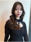 ロングレイヤー 韓国ヘア 透明感ブラウン