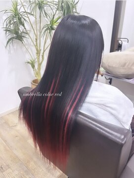 ル ジャルダン ヘアー プロデュース(Le.jardin hair produce) 赤黒アンブレラカラー(シールエクステ)