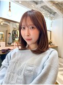 ミルクティーベージュ/レイヤーボブ韓国巻き顔周りカット/北千住
