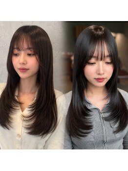 トゥルース 千葉店(TRUTH)の写真/伸ばしかけでも可愛く、韓国風レイヤーカット♪ 長さはそのまま♪顔周りカットで垢抜けヘアに!