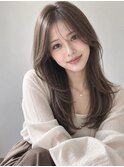 韓国風レイヤーカット/顔周りカット/グレージュ/静岡