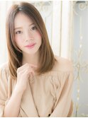 *mod's姪浜*…カーキベージュナチュラルストレートロングボブd