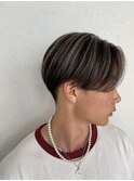 ハイライト×センターパート