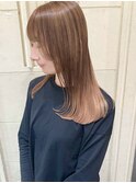 ハイライト×切りっぱなし地毛風ストレートワンカール