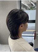 センターパートショートウルフ