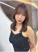 ミディアムヘア暗めカラー/デザインカラー/フェイスフレーミング