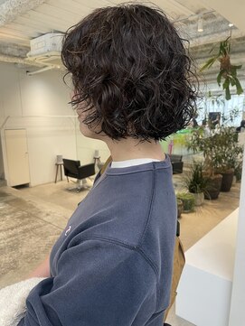 小顔/ココアベージュ/黒髪/オリーブグレー/【千葉／パーマ】