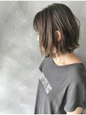外ハネグレージュボブ