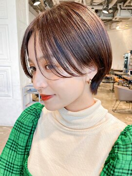 ガーデン タチカワ(garden tachikawa) 暗髪×束感ショート×シースルーバング×フレンチガーリー