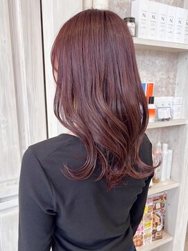 キャアリー(Caary) 福山市Caaryイルミナカラー20代30代チェリーレッド韓国風ロング