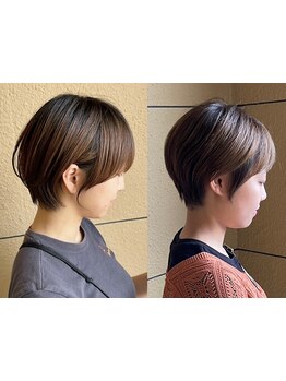 【顔回りレイヤー/小顔カット】横顔、首筋、襟足のシルエット、360度どこから見ても美しく…＊《ショート》