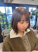 切りっぱなしボブ/外ハネ/イエベカラー/ブリーチなし/ベージュ