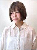 グレージュ ミニボブ 顔周りカット 小顔カット ベージュ