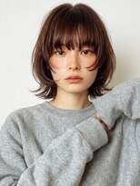 ヴェイン 渋谷(vain)&nbsp;ボブ 顔周りカット レイヤー ブラウンカラー ウルフ 前髪カット