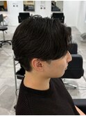 メンズカットパーマセンターパートウルフニュアンスパーマ