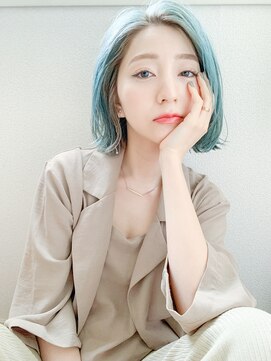 アルバム 銀座(ALBUM GINZA) エメラルドグリーンボブ_マロンベージュAラインボブ_8166