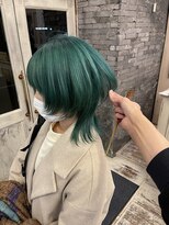 ケシキ(keshiki) マッシュウルフ×ターコイズグリーン×髪質改善トリートメント