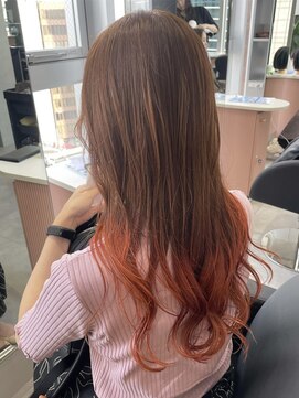 ジエクト カナウ(The Ect canow) エンドカラー/裾カラー/アプリコットオレンジ/韓国風巻き