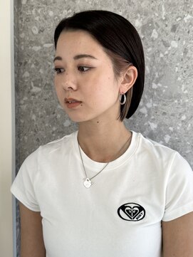 サンク 原宿 表参道(cinq) インナーカラーボブマロンベージュイヤリングカラー韓国風30代