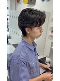 韓国ヘアカルマパーマカルマバングセンターパート黒髪ウルフ