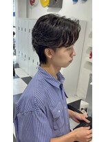 オーシャントーキョー(OCEAN TOKYO) 韓国ヘアカルマパーマカルマバングセンターパート黒髪ウルフ