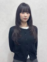 フレーム 博多店(FRAME)&nbsp;ルビーレッドカラー×レイヤーカット×ぱっつん前髪【博多】