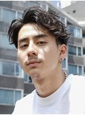 かき上げマッシュソフトツイストスパイラルパーマ刈り上げなし
