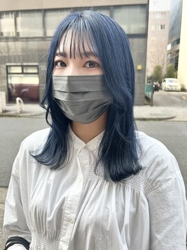 エンタリティリット(entality lit) 【entality lit】切りっぱなしミディアム×ネイビーカラー