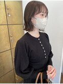 ブリーチなしグレージュ　外ハネボブ　シースルーバング　名古屋