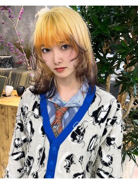 イコ(.ico) オレンジ×ローライト×ウルフカット