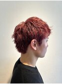 短髪ニュアンスパーマ×ケアカラー ダウンパーマ/赤髪