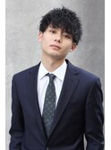 ツイストスパイラルパーマツーブロックマッシュメンズマッシュ