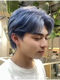 メンズブリーチカラーシースルーマッシュ韓国風センターパート