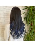 カラー艶髪ネイビーグレーアッシュブラック大人美人