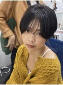 丸みショートシースルーバングくびれボブマッシュショート