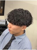 爽やかビジネスツーブロック無造作ナチュラル波巻きパーマ