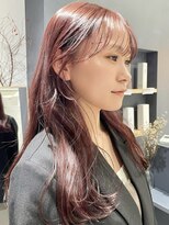 ラミエバイメルト 下北沢(lamie by melt) ピンクベージュブリーチダブルカラーロングレイヤー顔周り下北沢