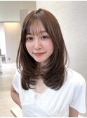 ★ワンカールレイヤー大人ヘア顔周りカット小顔前髪ブラウン