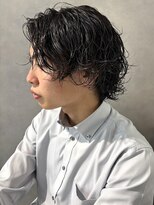 ソウル 福山駅前店(SOUL.) ウルフカット 波巻きパーマ メンズミディアム ウェットヘア