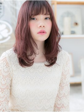 モッズヘア 越谷(mod's hair) バーガンディワインレッドボルドーカラー小顔くせ毛風ミディa