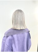 ホワイトベージュ×切りっぱなしボブ【渡辺俊弥】梅田