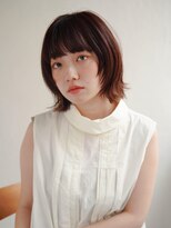 ムク 甲府(muku.)&nbsp;ミディアムヘア/斜めバング/グレージュカラー/甲府駅