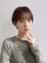 前髪あり耳掛け丸みくびれショートボブ20代30代40代50代（蘭）