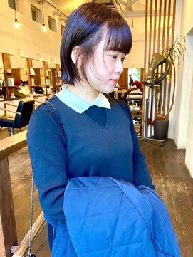 モク 大阪梅田店(MOK) 【重めバングでスタイルチェンジ】ぷつっとボブ