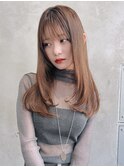 Liberte銀座 中華風ロングワンレングス×オリーブグレージュ