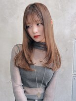 Liberte銀座 中華風ロングワンレングス×オリーブグレージュ