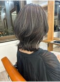 丸型卵形四角逆三角切りっぱなしボブエアリーロング美髪ブラウン