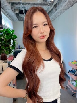 ヒョンミョン ライズバイレボ 柏西口店(hyon myon/RISEbyREVO) レイヤーカット/デザインカラー/オレンジ